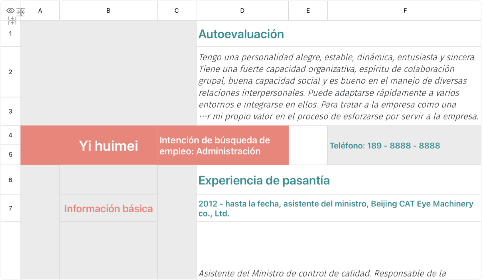 Currículum de búsqueda de empleo en la administración